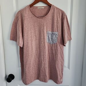 Marine Layer Signature Printed Pocket T-Shirt Mens Size L Pink Respun S/S